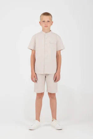 2646034 Joyce Σετ πουκάμισο βερμούδα αγόρι μπέζ