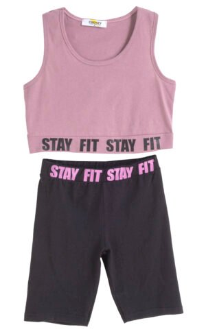 63615517 Frenzy Σετ μπλούζα κολάν κορίτσι dusty pink μαύρο