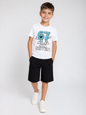 73615549 Frenzy Σετ μπλούζα βερμούδα αγόρι λευκό μαύρο