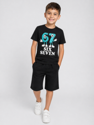 73615549 Frenzy Σετ μπλούζα βερμούδα αγόρι μαύρο