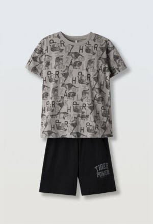 H-641 Hashtag Πιτζάμα αγόρι γκρι allover