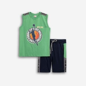 126-101406-2 Funky Σετ αμάνικο βερμούδα αγόρι leprechaun μπλέ