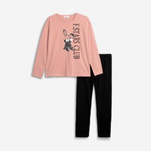 226-521108-1 Funky Σετ μπλούζα κολάν κορίτσι powder pink μαύρο