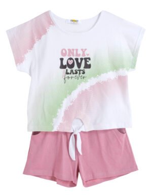 63615512 Frenzy Σετ μπλούζα σορτς κορίτσι λευκό dusty pink