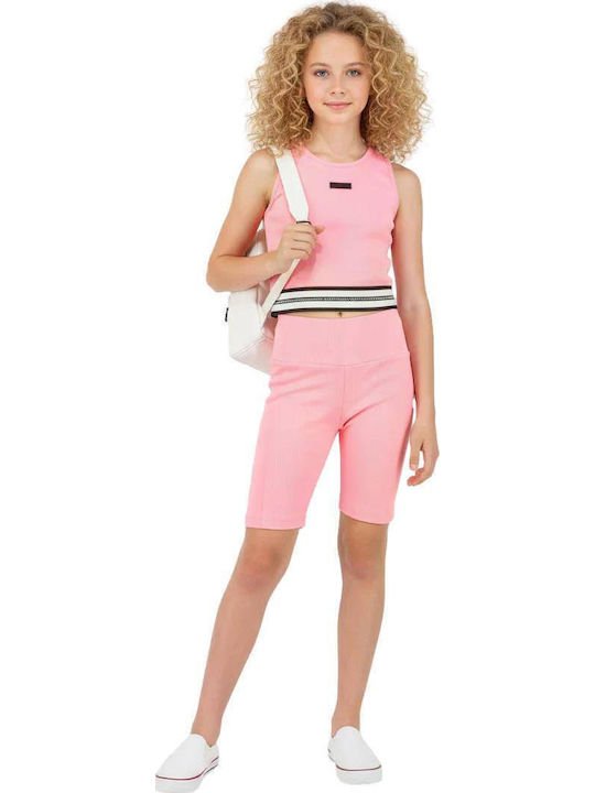 2613138 Joyce Σετ μπλούζα κολάν ποδηλατικό κορίτσι fluo pink