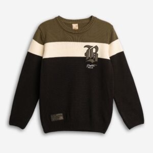 227-110105-1 Funky Μπλούζα πλέκτη αγόρι χακί ανοιχτό μπεζ μαύρο