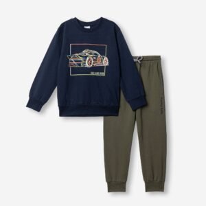 227-317107-1 Funky Σετ φόρμα αχνούδιαστη αγόρι μπλέ χακί