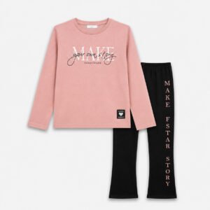 227-522102-1 Funky Σετ μπλούζα κολάν κορίτσι blush μαύρο