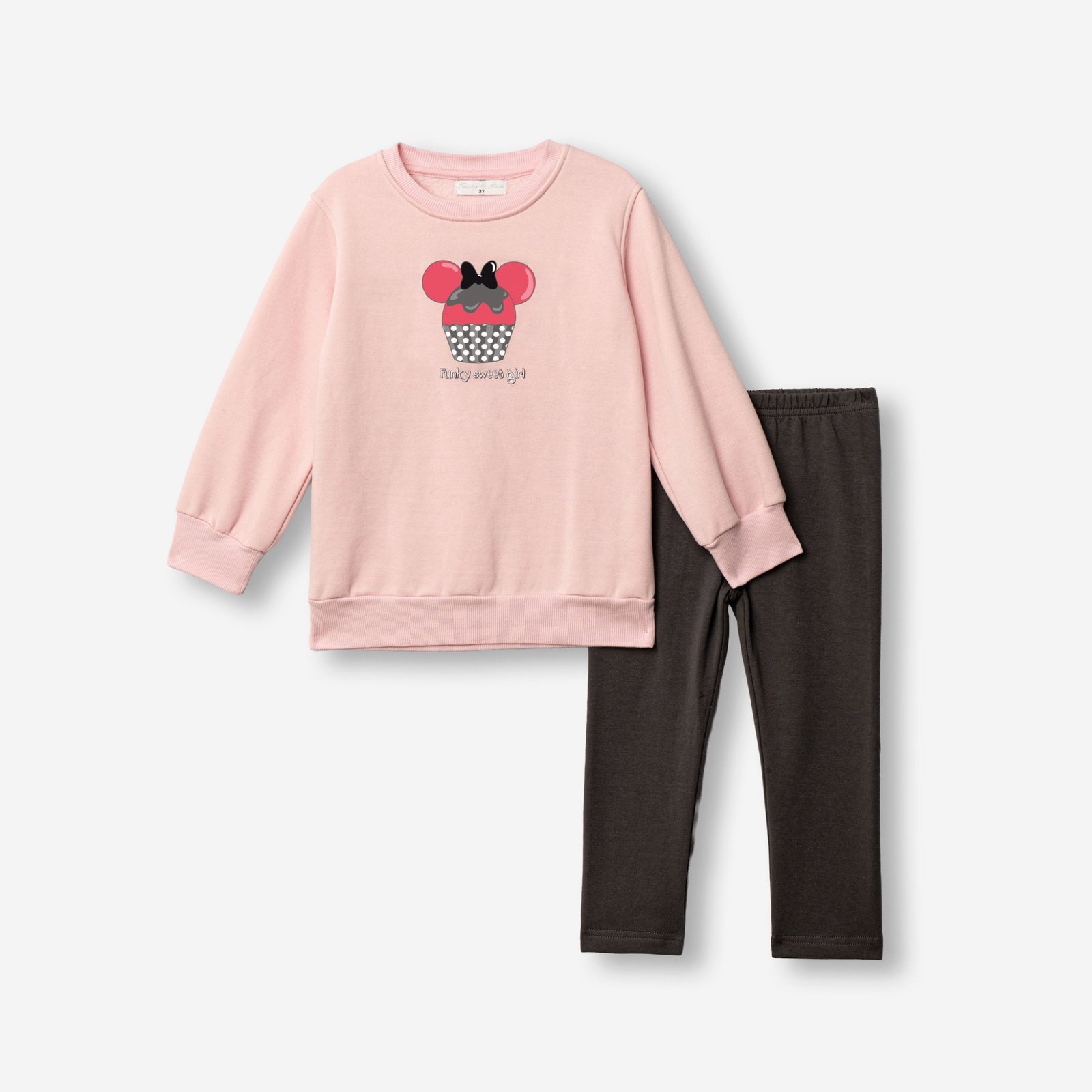 227-721104-2 Funky Σετ μπλούζα φούτερ κολάν κορίτσι cozy pink ανθρακί