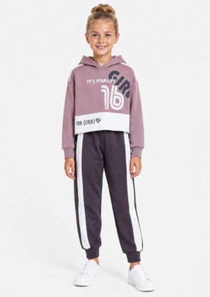 63625538 Frenzy Σετ φόρμα φούτερ με κουκούλα κορίτσι dusty pink ανθρακί