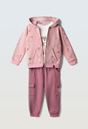 267206 Ebita Σετ 3τμχ φόρμα φούτερ ζακέτα κορίτσι dusty pink